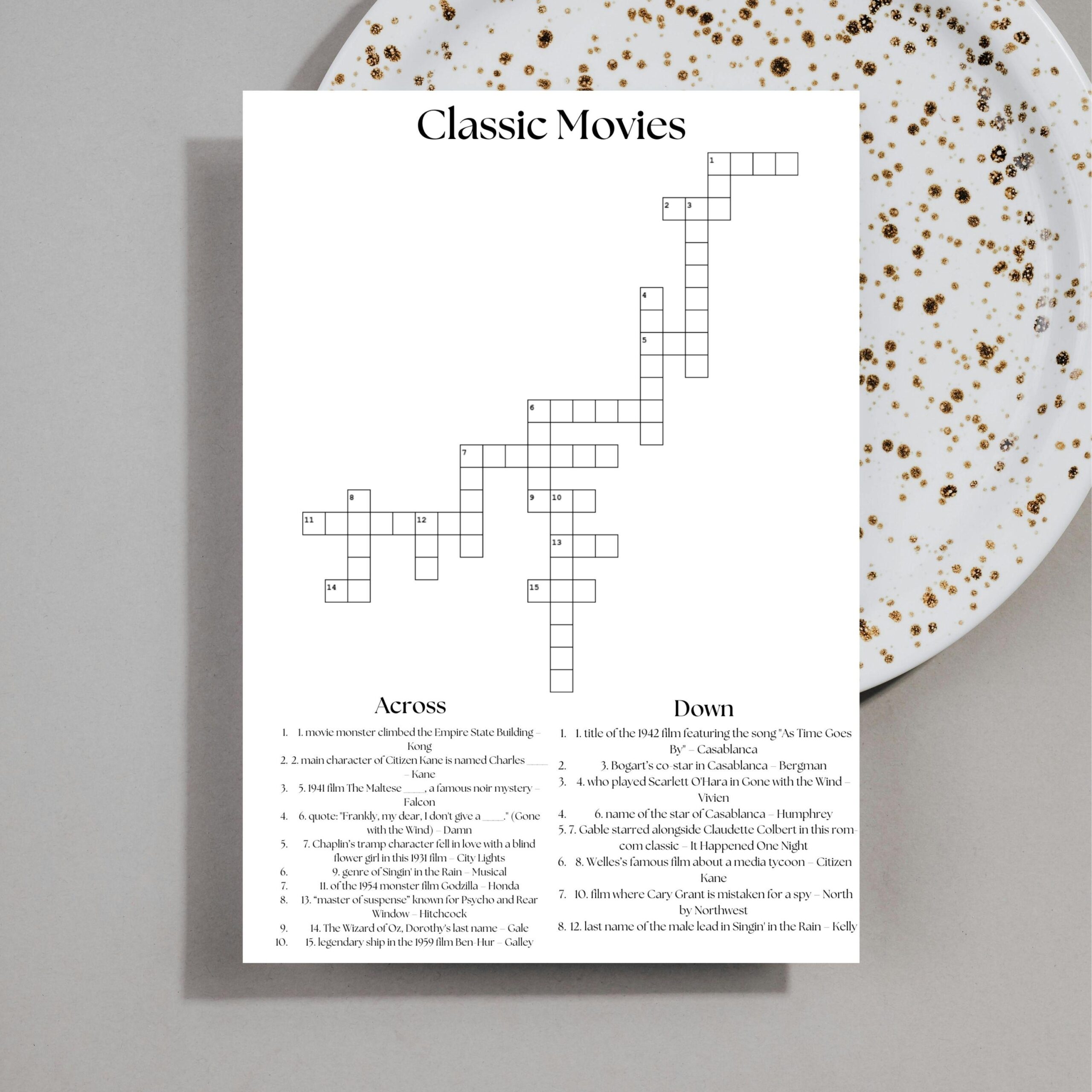 Crossword Template Custom Games Sip And Solve Puzzle Printable Crossword Puzzle Art Printable Large Crossword For Party Etsy