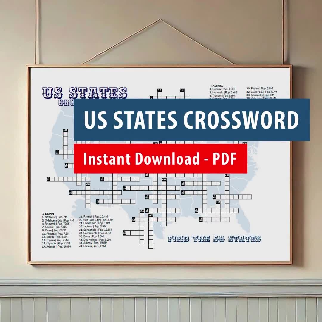 Crossword USA States 4 Sizes Find The 50 States Solutions And Two Designs Included Learn Instant Download USA Crossword PDF File Etsy Australia Crossword USA States 4 Sizes Find The 50 States Solutions And Two Designs Included Learn Instant Download USA Crossword PDF File Etsy Australia