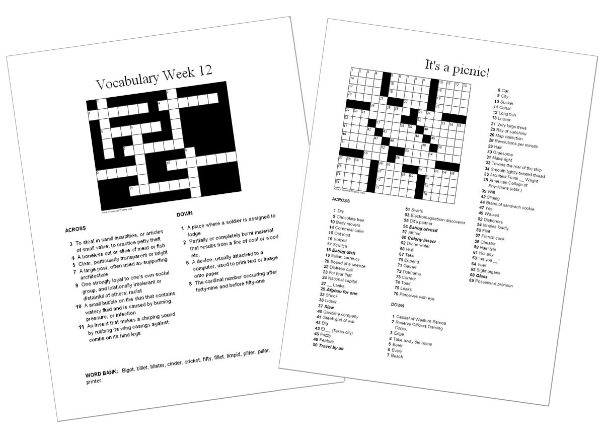 Printable Crossword Puzzle Software Printable Crossword Puzzle Software