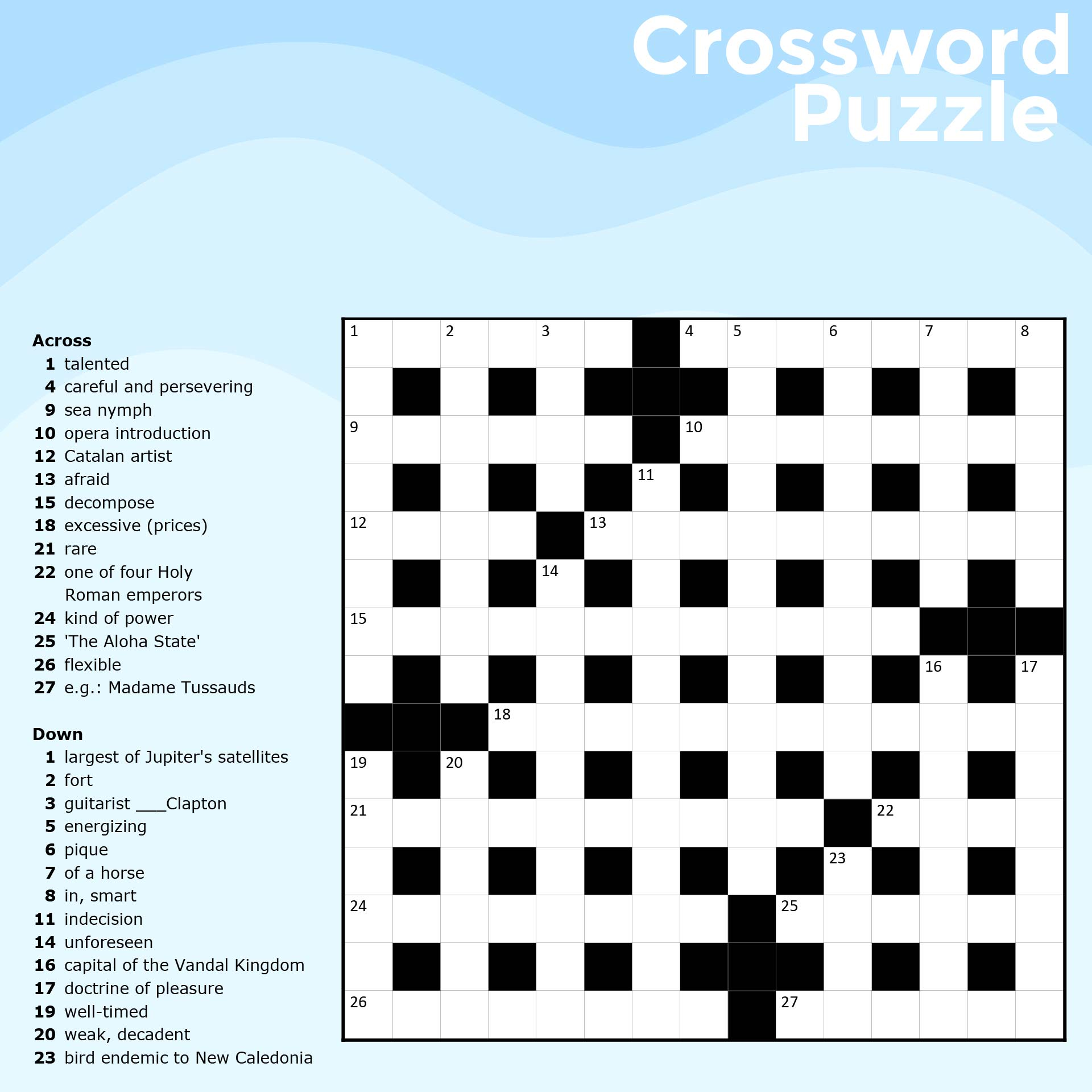 Online Crossword Printable