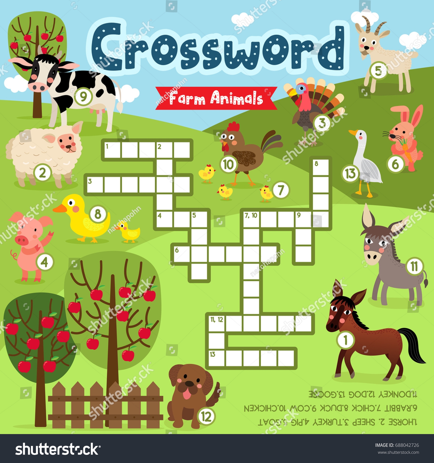 Crosswords Puzzle Game Farm Animals Preschool Stock Vector Royalty Free 688042726 Shutterstock Crosswords Puzzle Game Farm Animals Preschool Stock Vector Royalty Free 688042726 Shutterstock