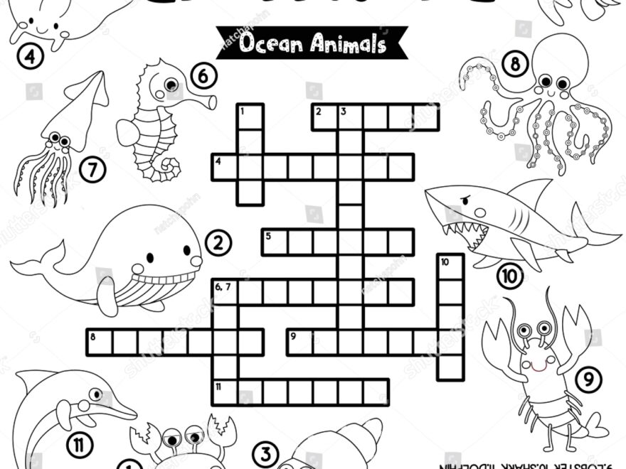 Crosswords Puzzle Game Ocean Animals Preschool Stock Vector Royalty Free 1567290109 Shutterstock