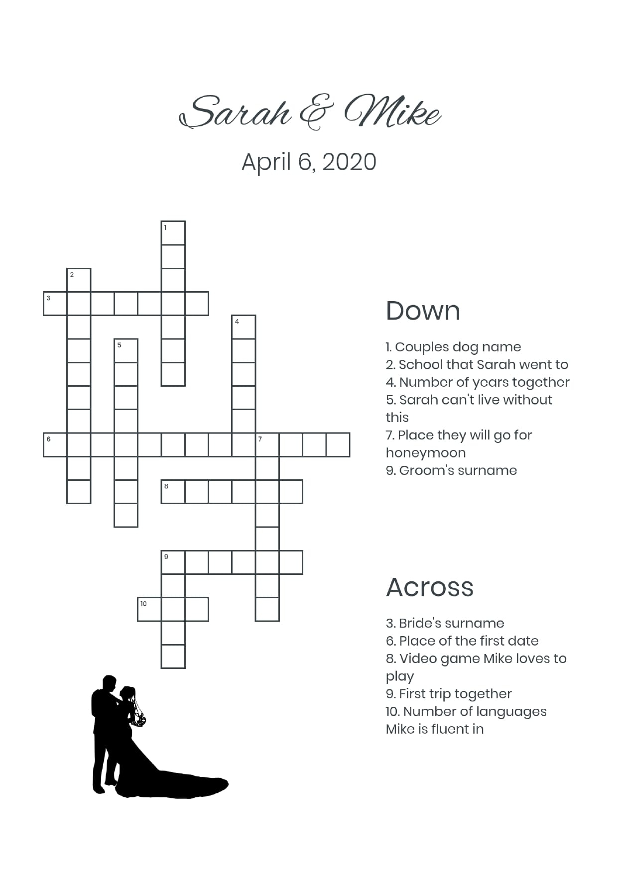 Custom Wedding Crosswords And Wordsearches Perfect Crosswords Custom Wedding Crosswords And Wordsearches Perfect Crosswords