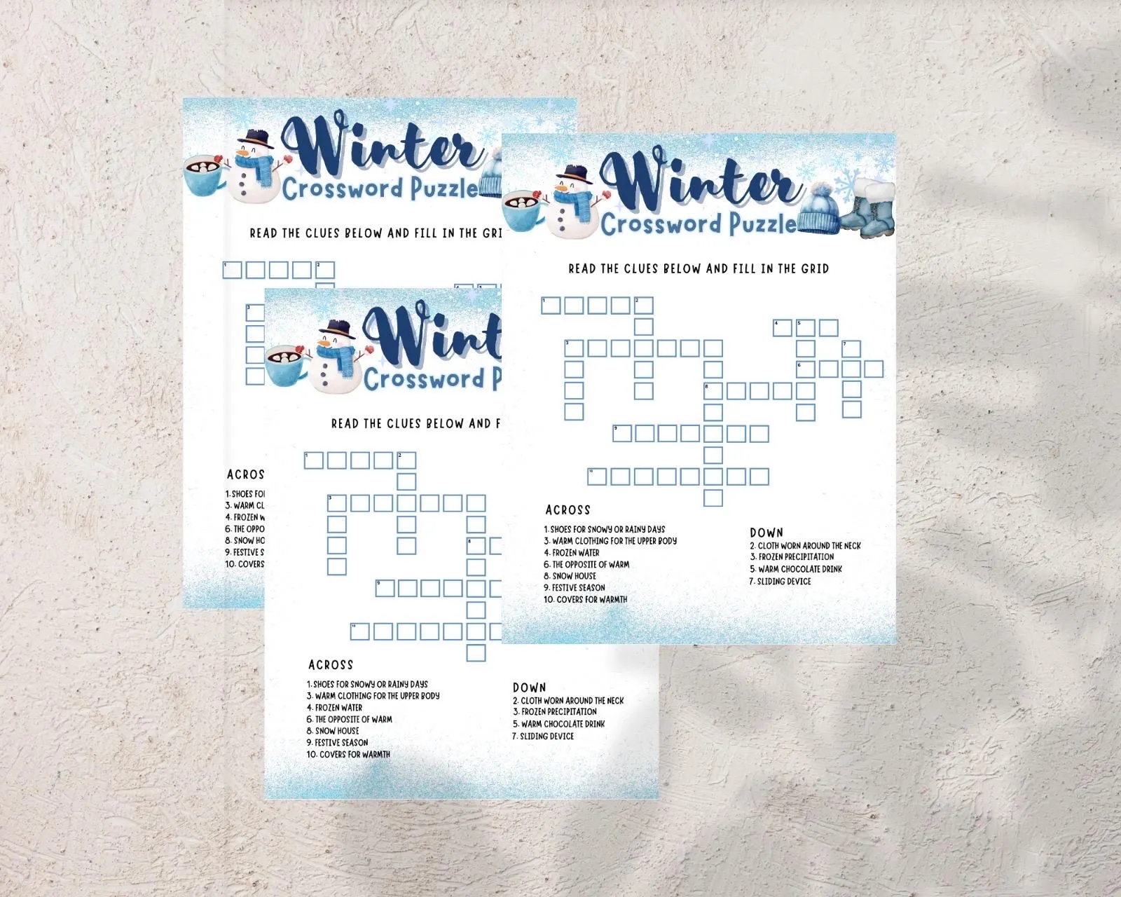 December Crossword Puzzle Family Friendly Fun Printable Puzzles For Adults Seniors Teens Kids Winter Break Group Printable Crossword Etsy