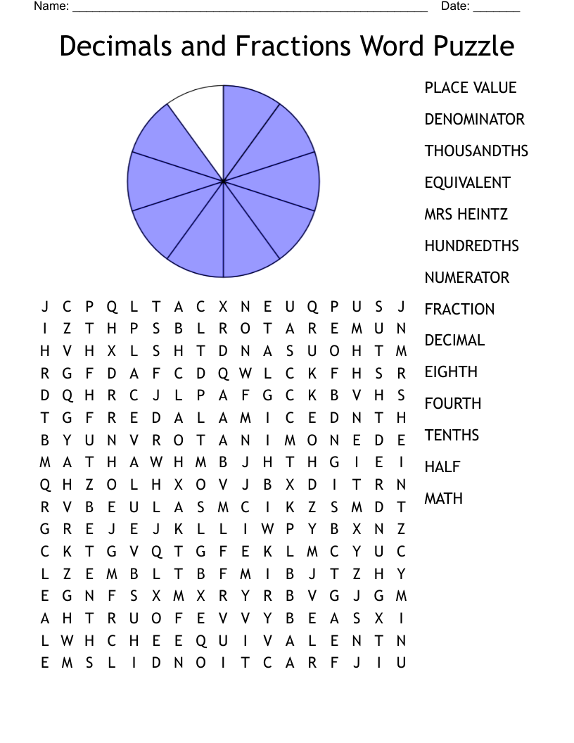 Decimals And Fractions Word Puzzle Word Search WordMint Decimals And Fractions Word Puzzle Word Search WordMint