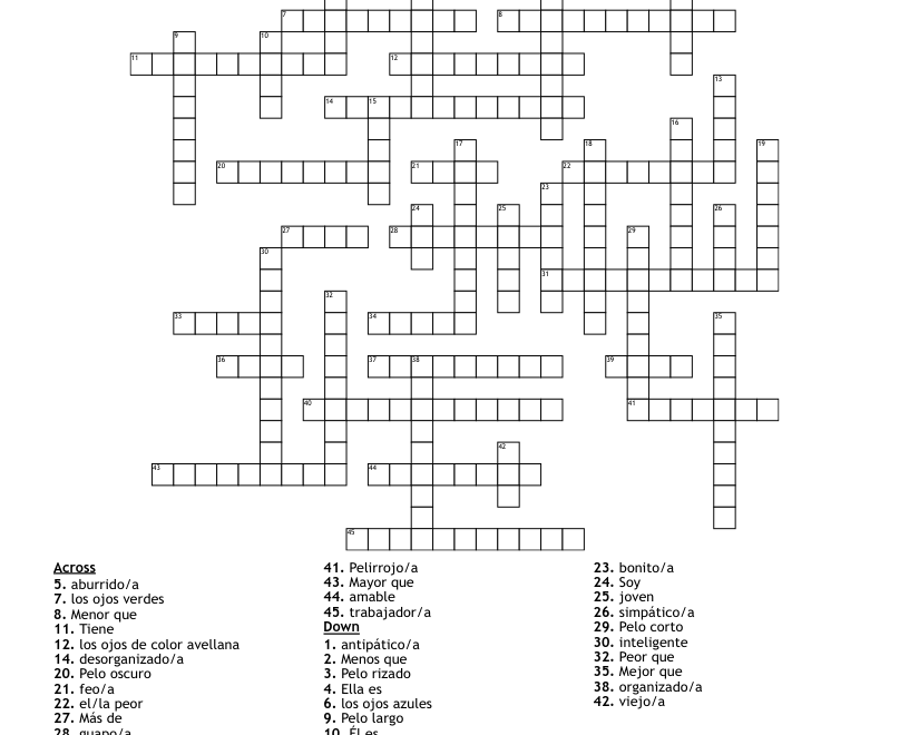 Describing People Crossword WordMint