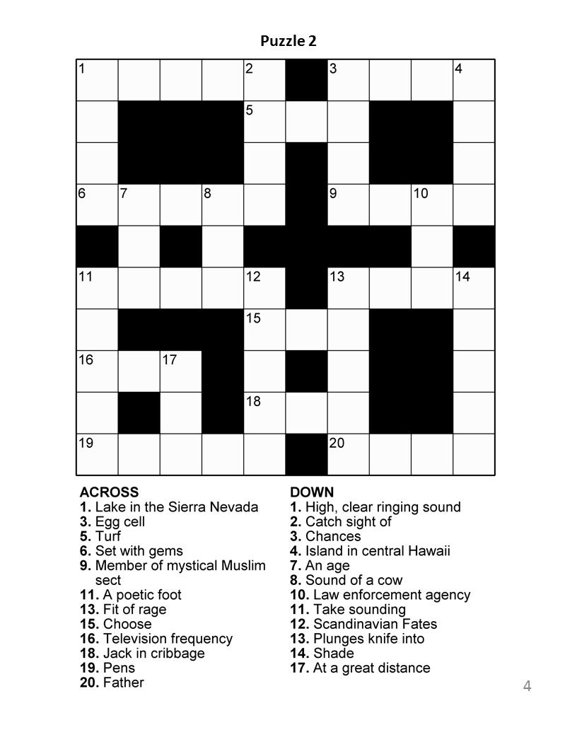 Digital Download 100 Printable Crossword Puzzles For Adults Fun Worksheets Library