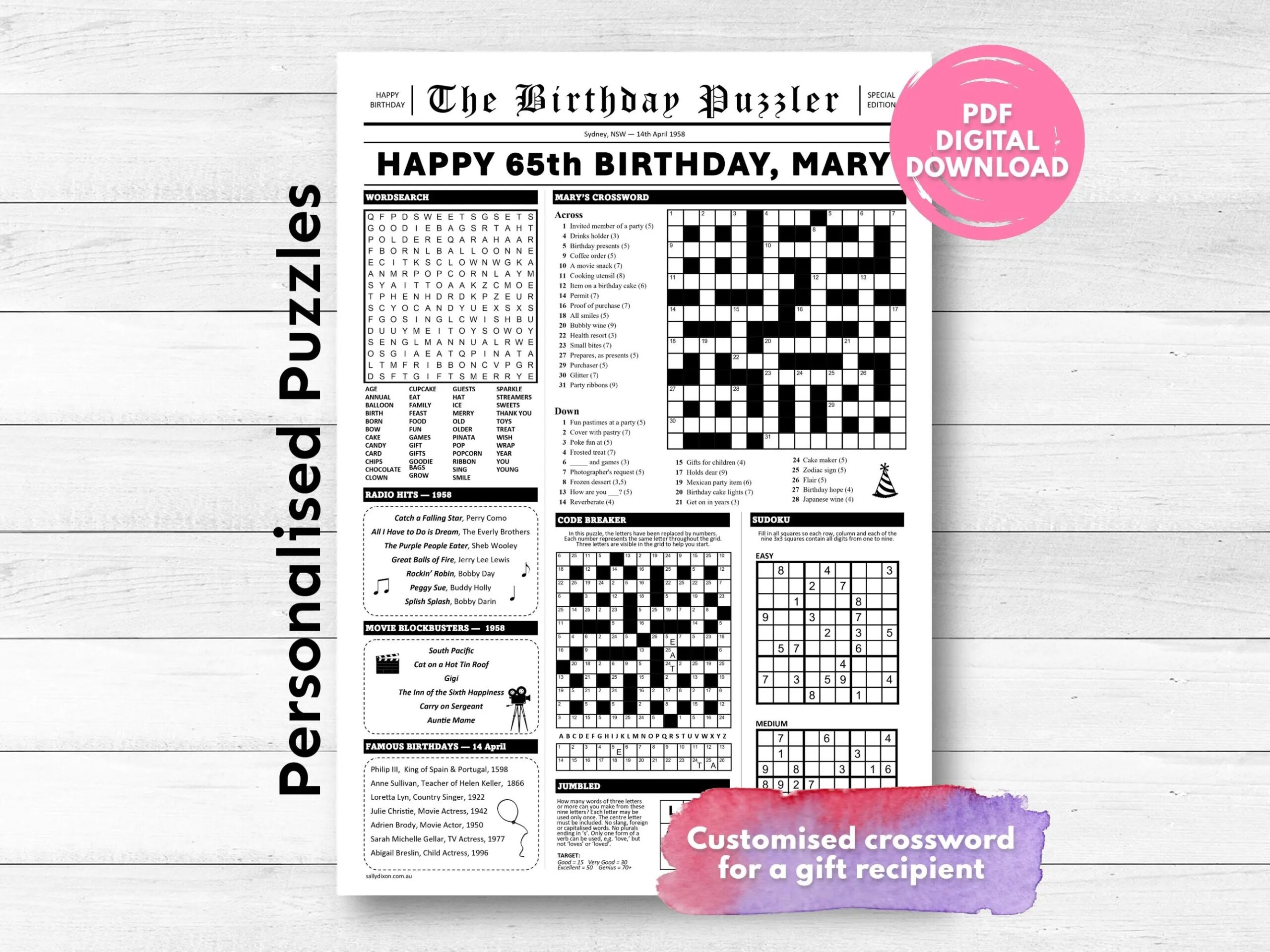 DIGITAL Year You Were Born Personalised Crossword Newspaper Printable A3 Or Tabloid PDF Custom CROSSWORD Puzzle Birthday Gift Etsy DIGITAL Year You Were Born Personalised Crossword Newspaper Printable A3 Or Tabloid PDF Custom CROSSWORD Puzzle Birthday Gift Etsy