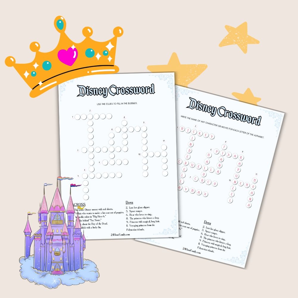 Disney Crossword Puzzle Free Printable Game 24hourfamily Disney Crossword Puzzle Free Printable Game 24hourfamily