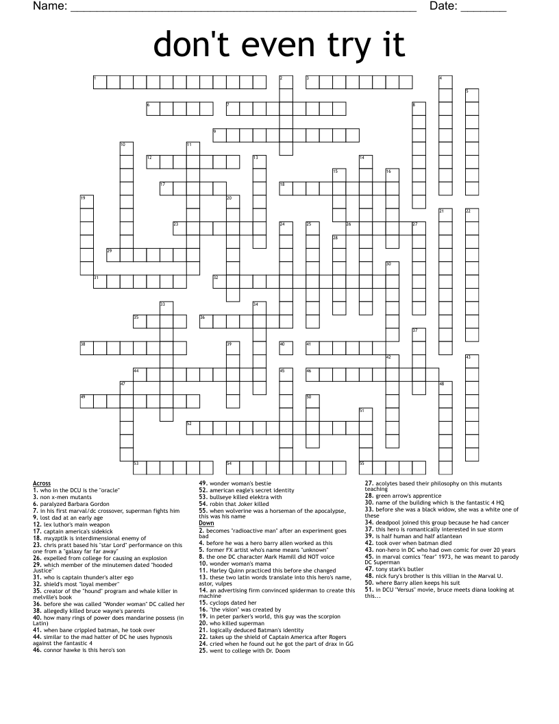 Don t Even Try It Crossword WordMint Don t Even Try It Crossword WordMint
