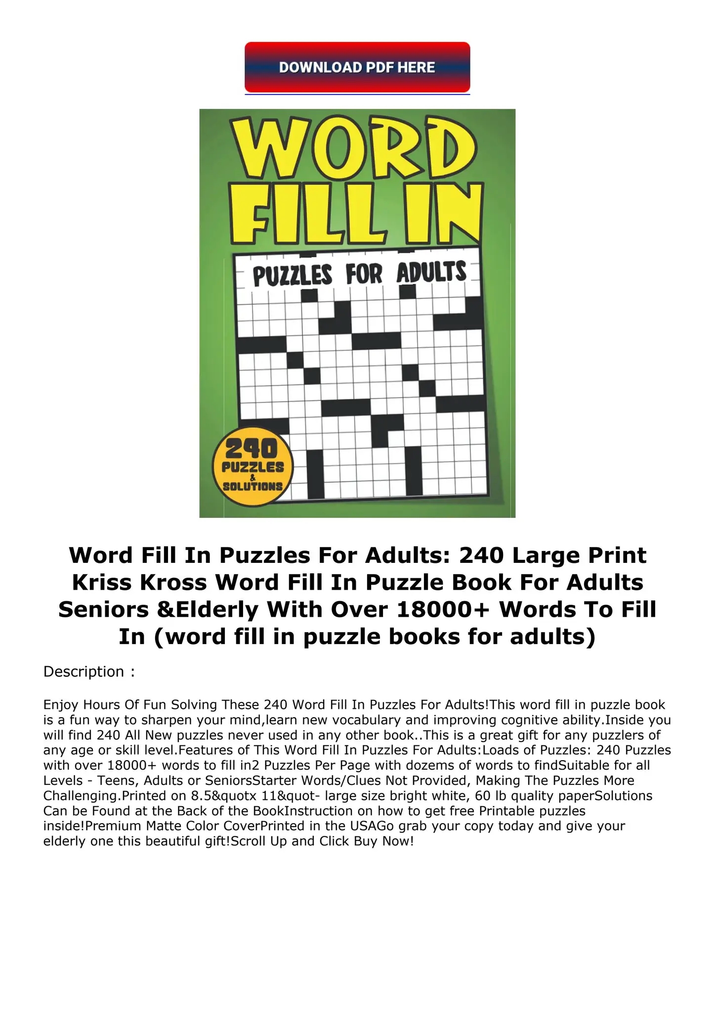 DOWNLOAD PDF Word Fill In Puzzles For Adults 240 Large Pr By Genesispollarda Issuu DOWNLOAD PDF Word Fill In Puzzles For Adults 240 Large Pr By Genesispollarda Issuu