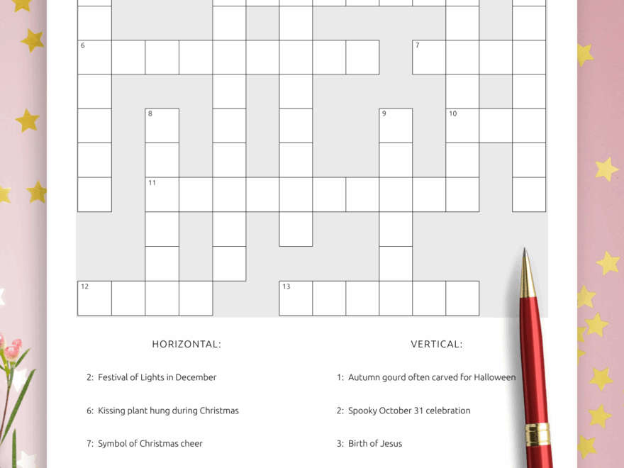 Download Printable Holidays Crossword Puzzle PDF Explore Festive Traditions