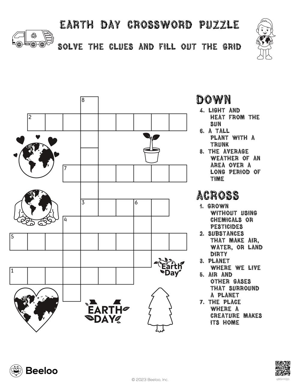 Earth Day Crossword Puzzle Beeloo Printable Crafts And Activities For Kids
