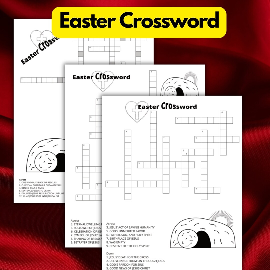 Easter Crossword Game Bible Crossword Puzzle Printable Sunday School Crossword Puzzle Printable Etsy