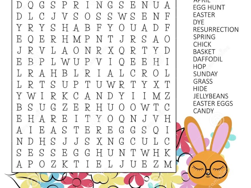 Easter Word Search Puzzle Educational Game For Learning English Word Holiday Crossword Stock Vector Illustration Of Alphabet Cottontail 213325122