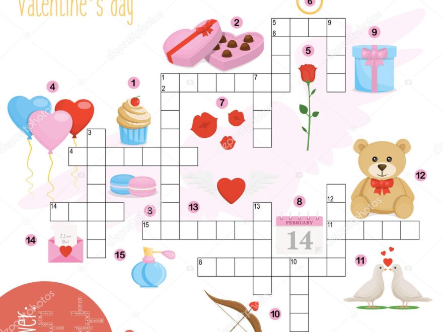 Easy Crossword Puzzle Valentine s Day Children Elementary Middle School Fun Stock Vector By yekaterinalim 328364394