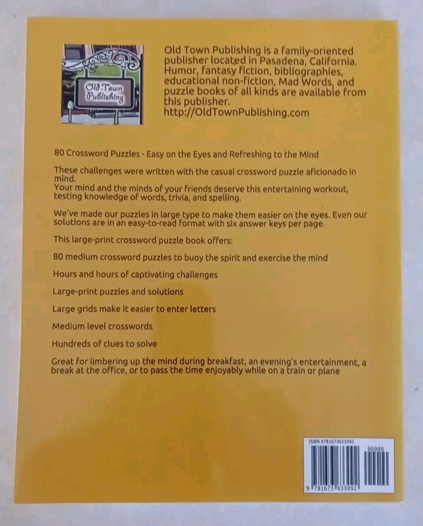 EASY TO READ CROSSWORD PUZZLES FOR ADULTS LARGE PRINT MEDIUM LEVEL NEW 9781673633092 EBay EASY TO READ CROSSWORD PUZZLES FOR ADULTS LARGE PRINT MEDIUM LEVEL NEW 9781673633092 EBay