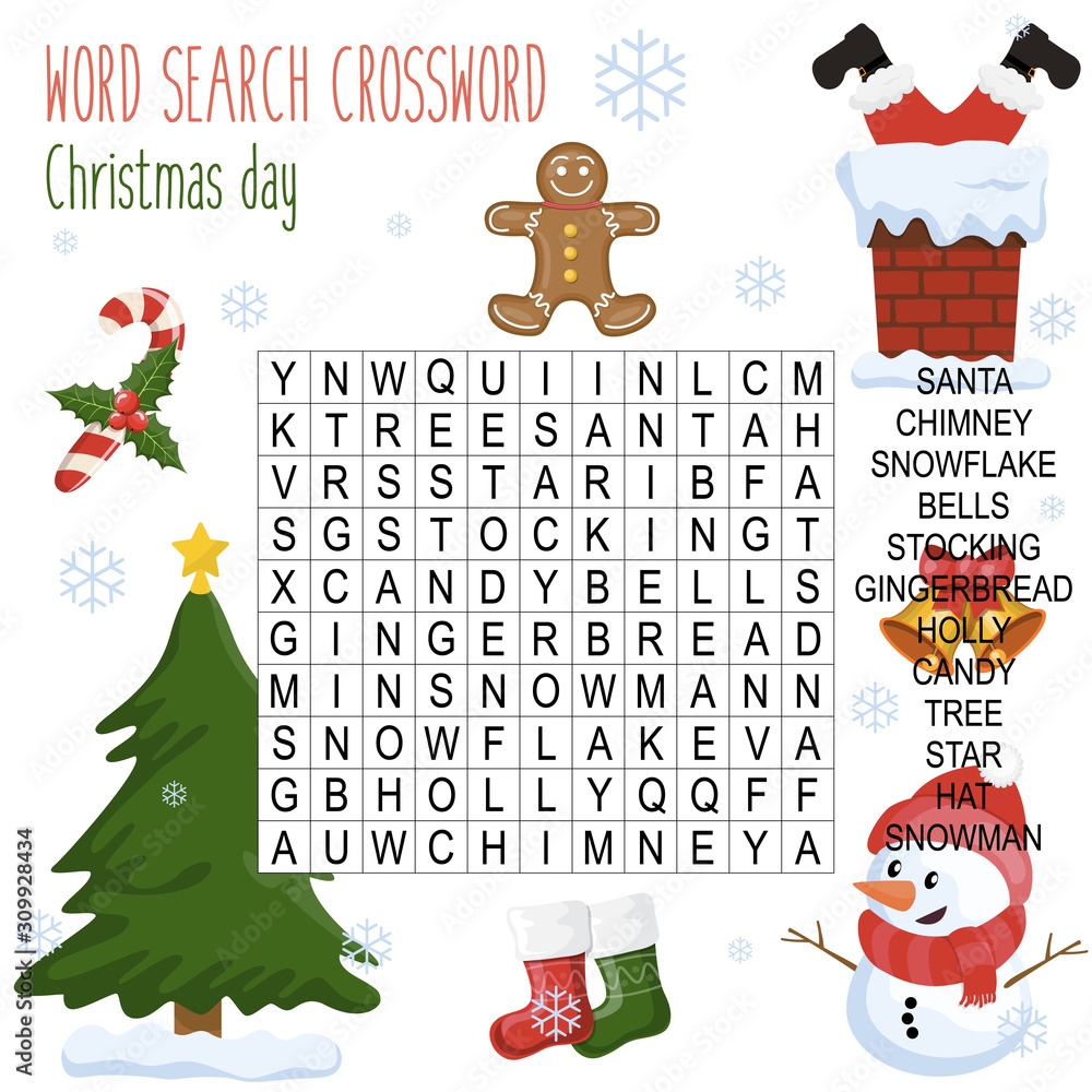 Easy Word Search Crossword Puzzle Christmas Day For Children In Elementary And Middle School Fun Way To Practice Language Comprehension And Expand Vocabulary Includes Answers Vector Illustration Stock Vector Adobe Stock Easy Word Search Crossword Puzzle Christmas Day For Children In Elementary And Middle School Fun Way To Practice Language Comprehension And Expand Vocabulary Includes Answers Vector Illustration Stock Vector Adobe Stock