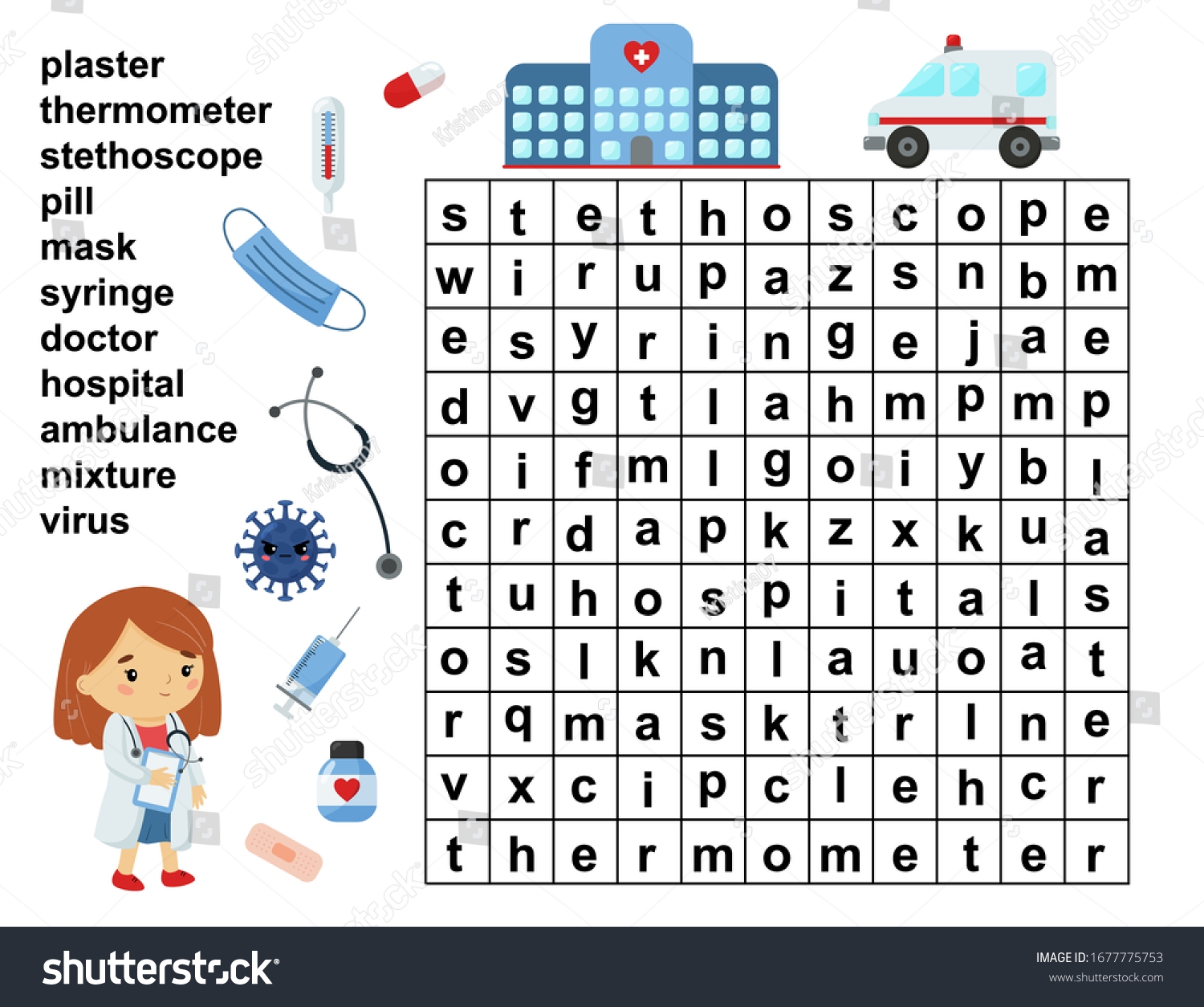 Educational Word Search Game Crossword Children Stock Vector Royalty Free 1677775753 Shutterstock