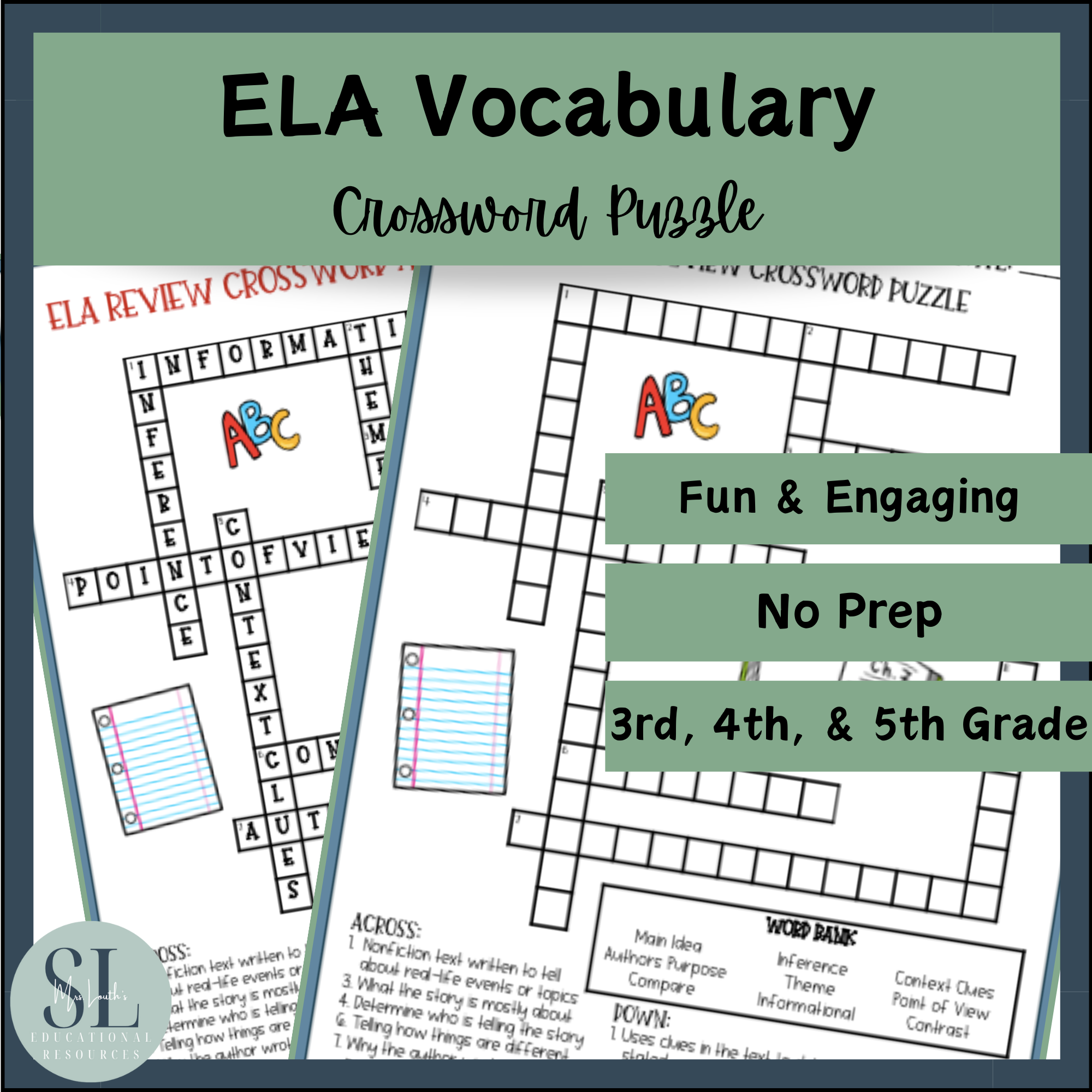 ELA Vocabulary Review Crossword Puzzle Classful ELA Vocabulary Review Crossword Puzzle Classful
