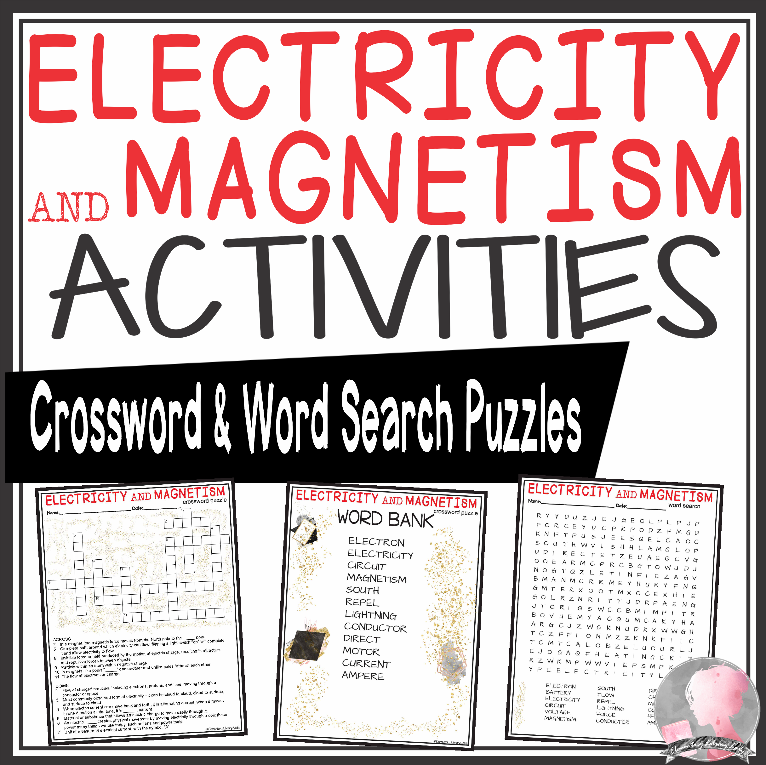 Electricity And Magnetism Activities Crossword Puzzle And Word Search Made By Teachers