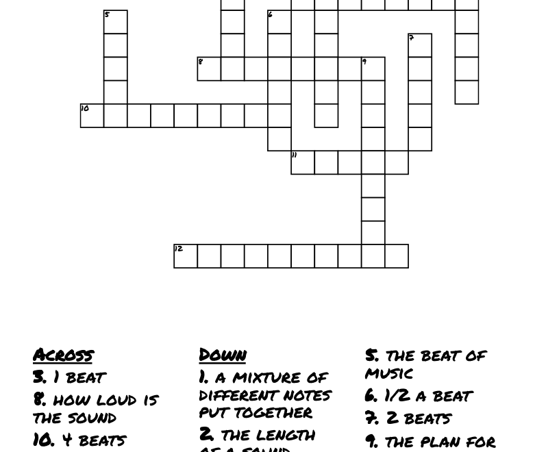 Elements Of Music Crossword WordMint