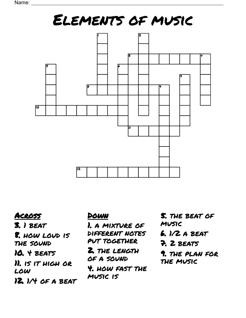 Elements Of Music Crossword WordMint Elements Of Music Crossword WordMint