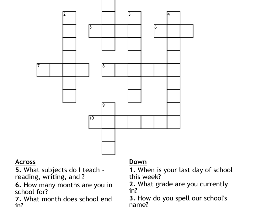 End Of Year Crossword Puzzle WordMint