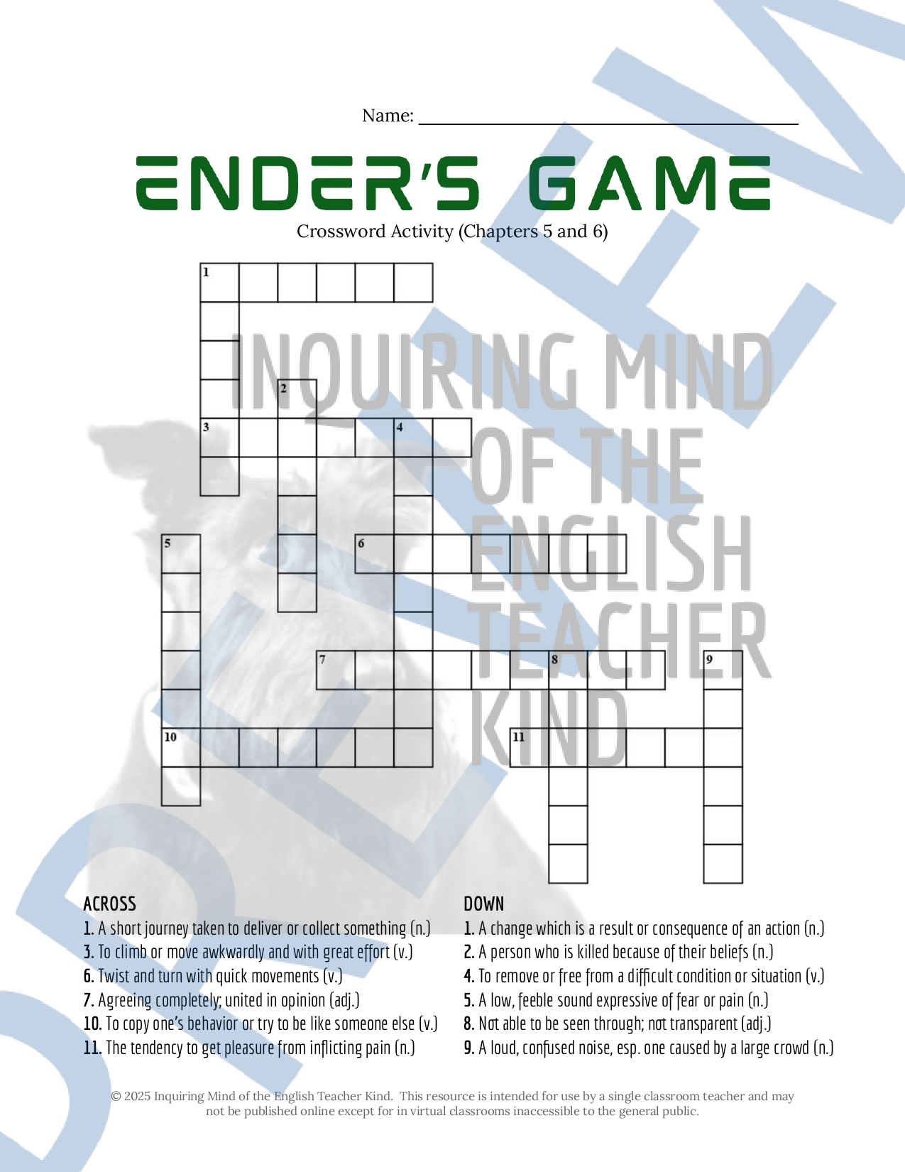 Minecraft Crossword Free Printable