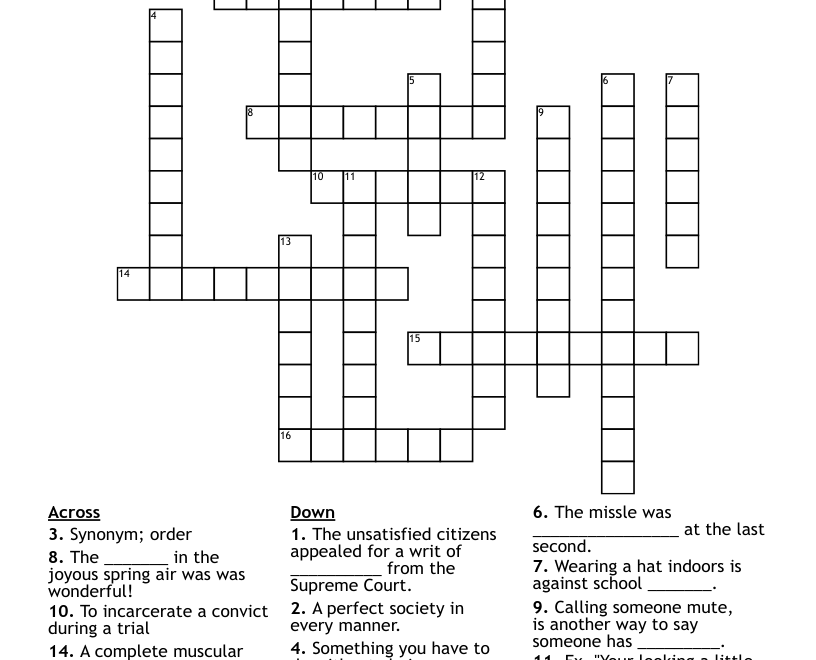 English Crossword Puzzle WordMint