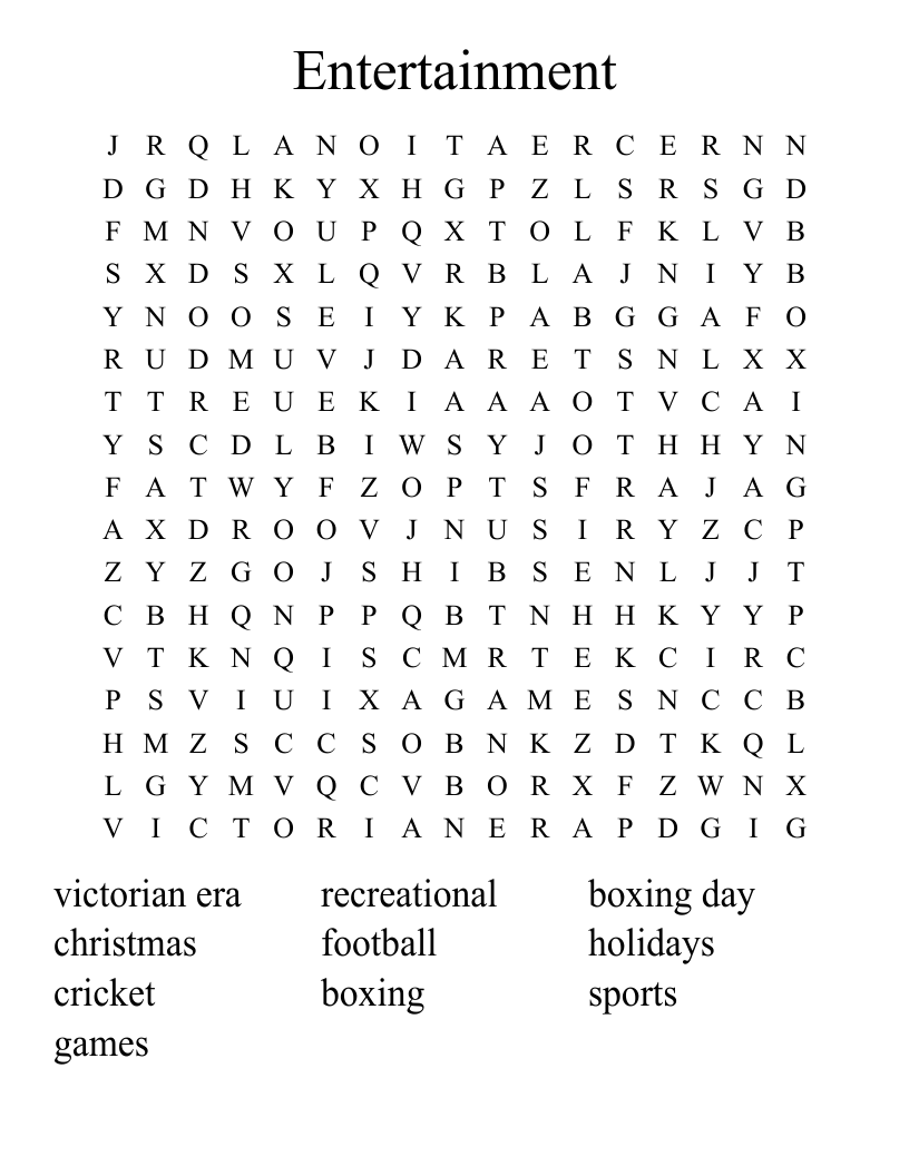 Entertainment Word Search WordMint Entertainment Word Search WordMint