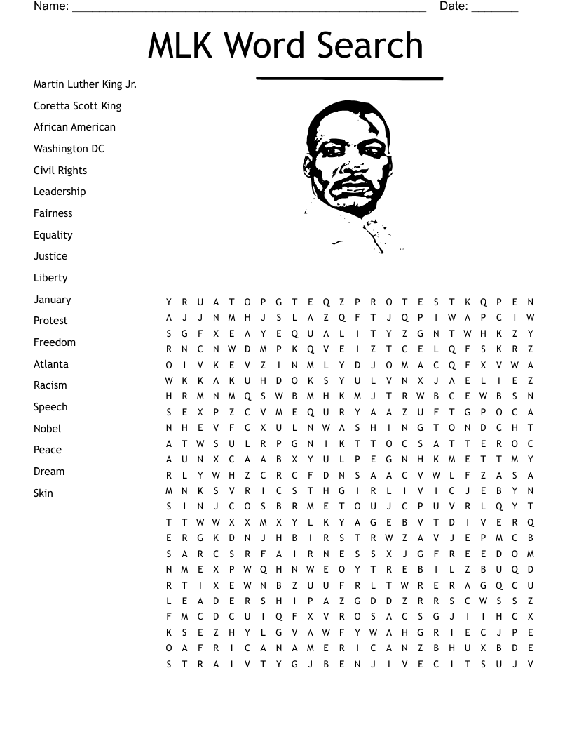 Martin Luther King Crossword Printable Crayola