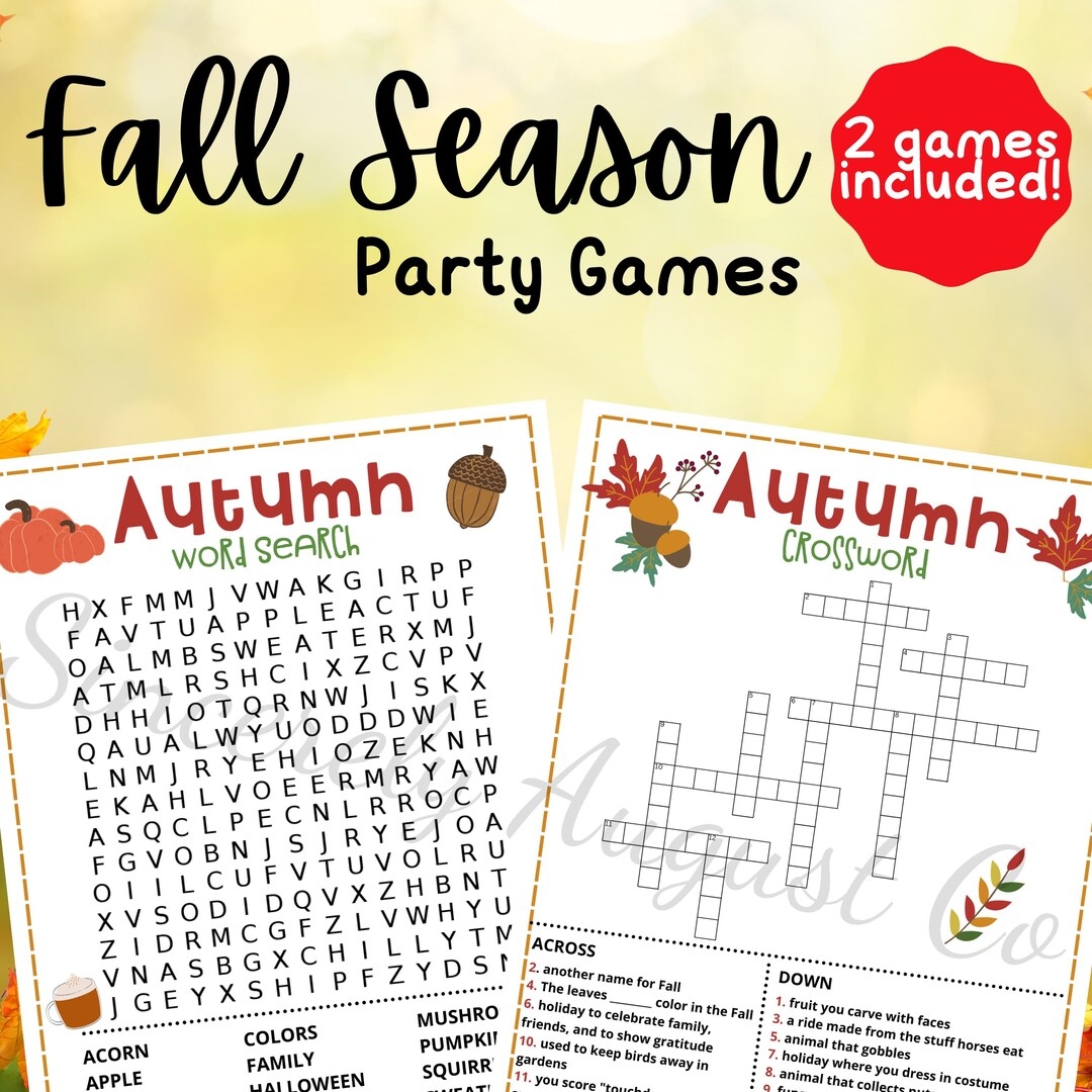 Fall WORD SEARCH Fall CROSSWORD Printable Fall Season Game Autumn Word Search Autumn Crossword Fall Party Games Autumn Games Etsy Fall WORD SEARCH Fall CROSSWORD Printable Fall Season Game Autumn Word Search Autumn Crossword Fall Party Games Autumn Games Etsy