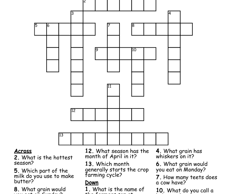 Farming Crossword WordMint