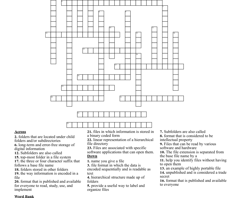 File Management Crossword WordMint