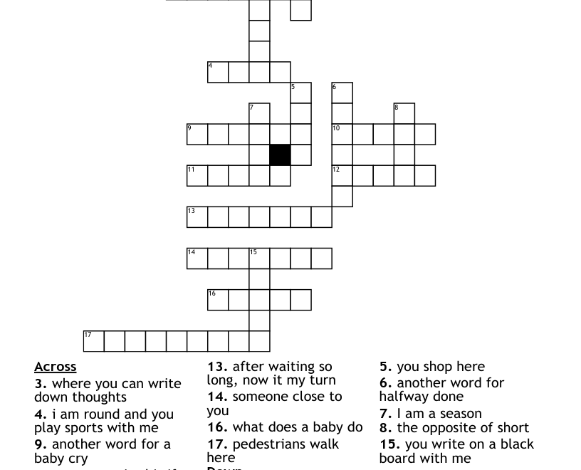 Fill In Blank Crossword WordMint Worksheets Library