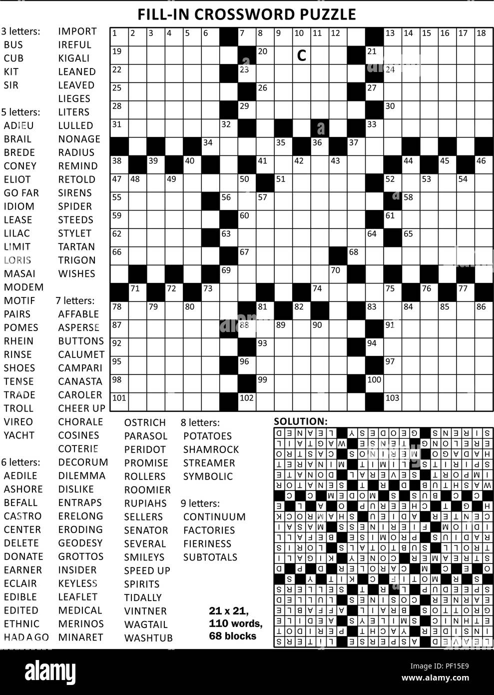 Fill In The Blanks Crossword Puzzle With American Style Grid Of Worksheets Library