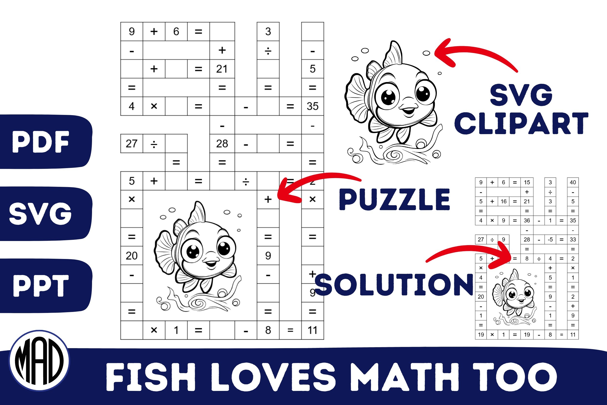 Fish That Loves Math Cross Math Puzzle 2722645 Fish That Loves Math Cross Math Puzzle 2722645