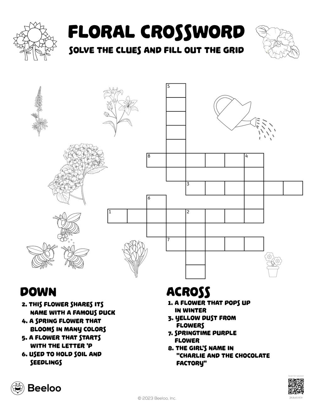Floral Crossword Beeloo Printable Crafts And Activities For Kids Floral Crossword Beeloo Printable Crafts And Activities For Kids
