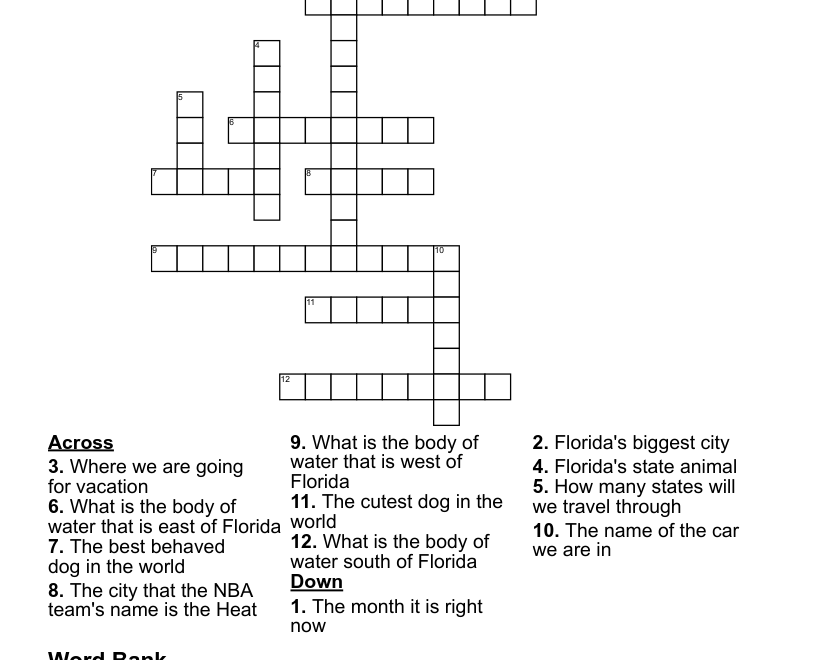 Florida Crossword WordMint