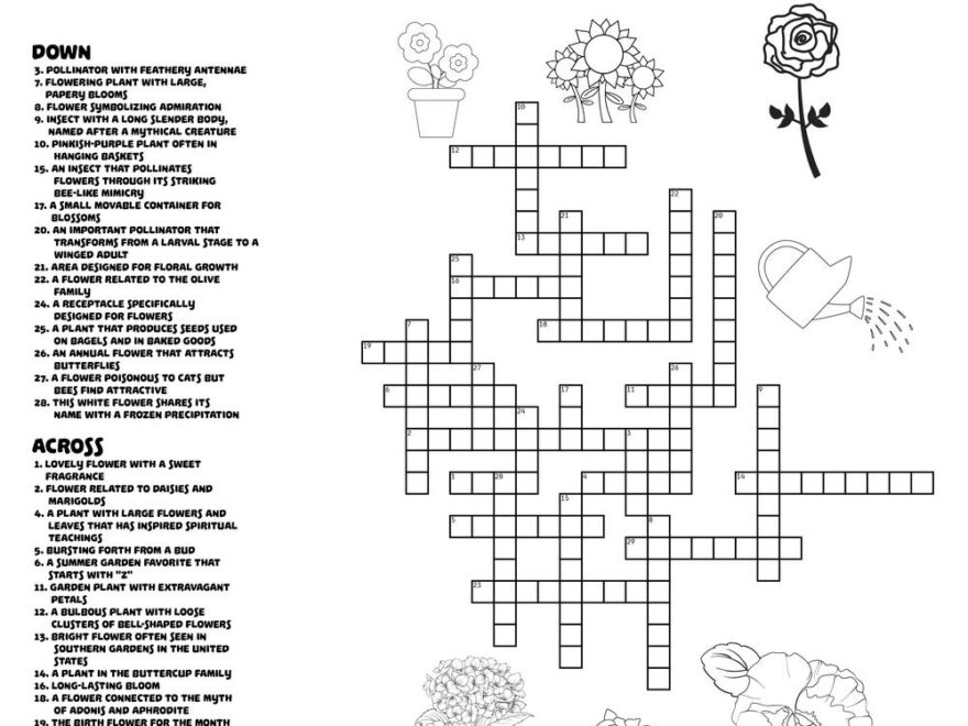 Flower Crossword Puzzle Beeloo Printable Crafts And Activities For Kids