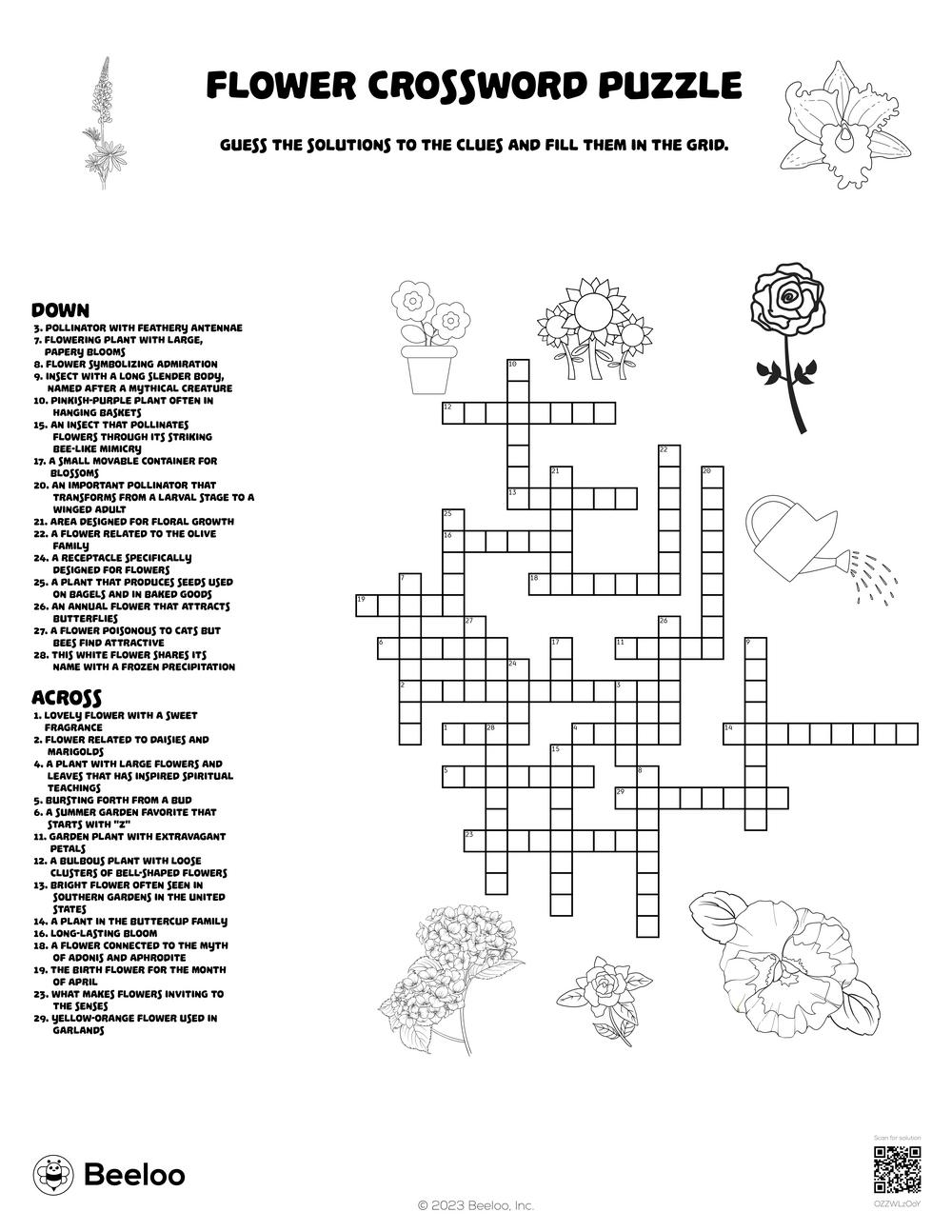 Flower Crossword Puzzle Beeloo Printable Crafts And Activities For Kids Flower Crossword Puzzle Beeloo Printable Crafts And Activities For Kids
