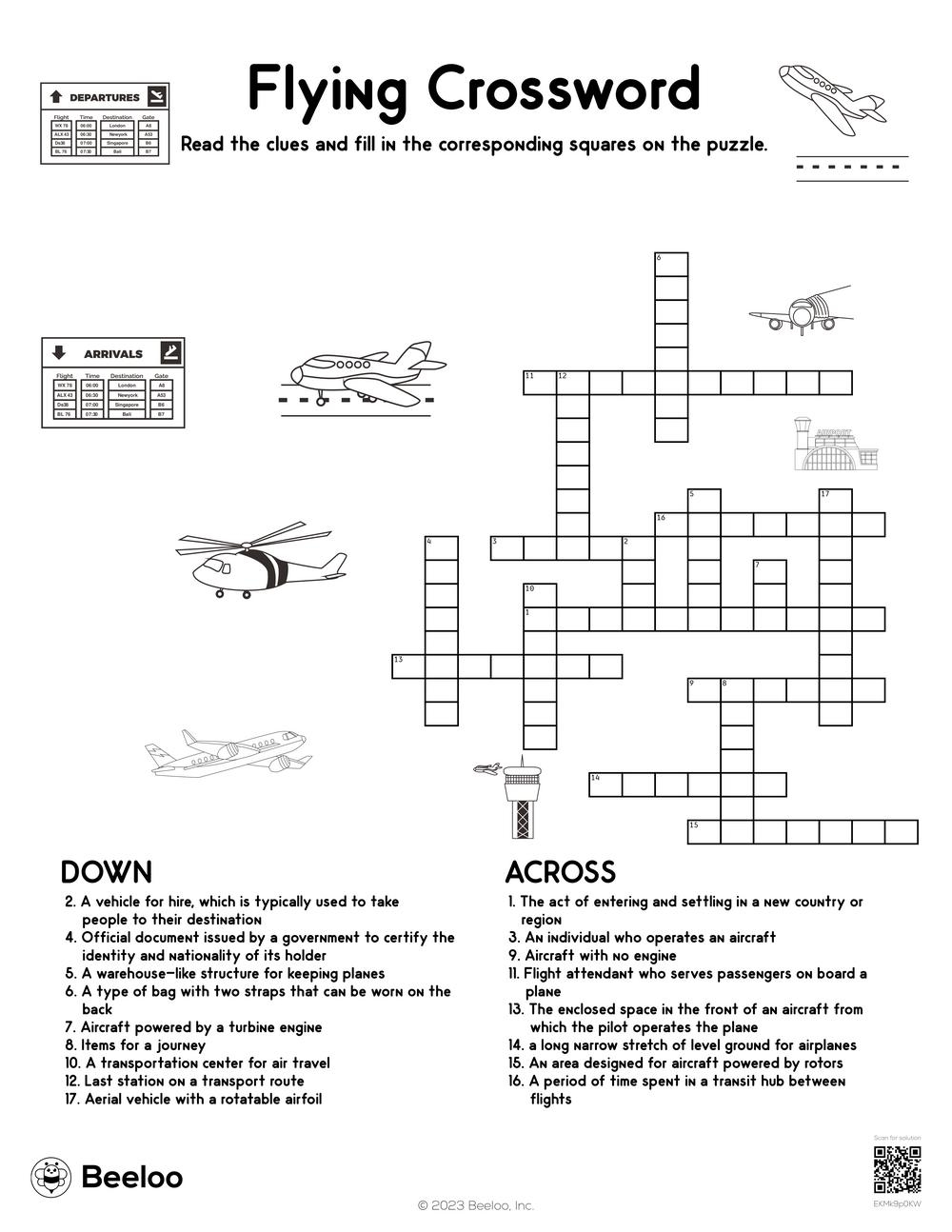 Flying Crossword Beeloo Printable Crafts And Activities For Kids Flying Crossword Beeloo Printable Crafts And Activities For Kids