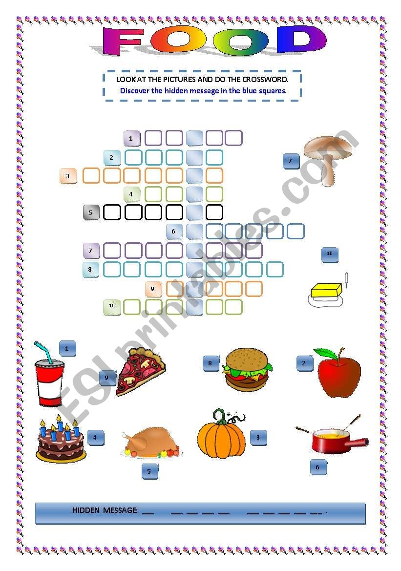 Printable Food Crossword Puzzles Printable Food Crossword Puzzles