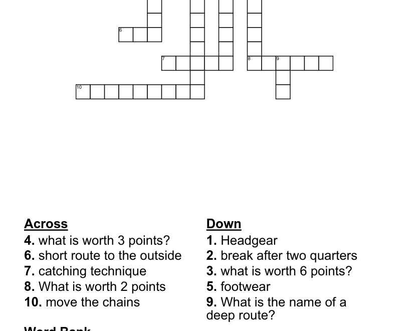 Football Crossword WordMint