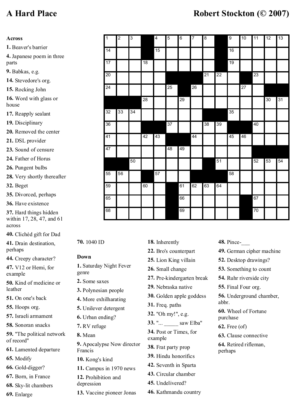 Small Crosswords Printable Small Crosswords Printable
