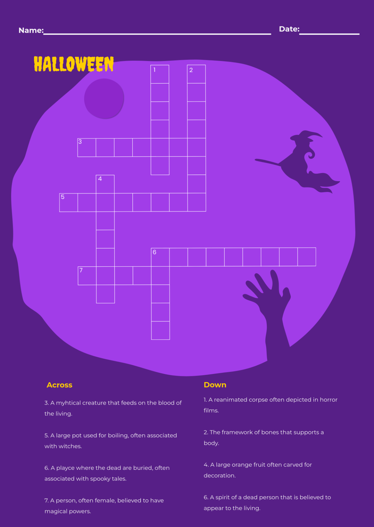 Free Halloween Mini Crossword Puzzle Template To Edit Online Free Halloween Mini Crossword Puzzle Template To Edit Online