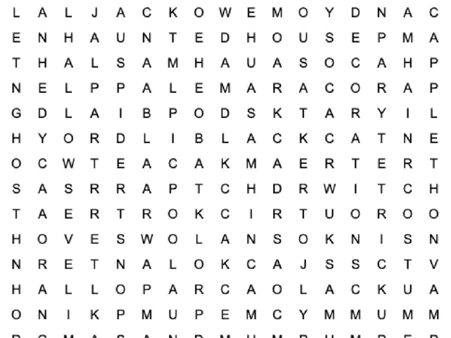Free Halloween Word Search Printable With Answer Key Included