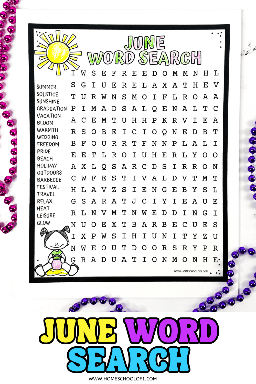 Free June Word Search Printable Free June Word Search Printable