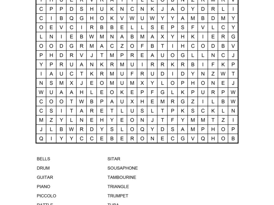 Free Music Word Search Puzzles Musical Instrument Hire Co